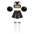 thumbnail image 3 of TiaoBug Girls Cheerleading Uniform Cheer Leader Sleeveless Dress Carnival Performance Outfits A White&Black 10, 3 of 5