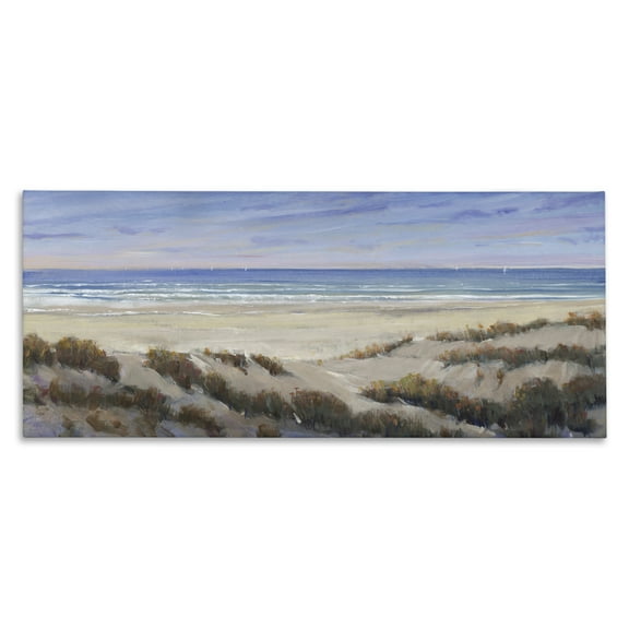 Stupell Industries Grassy Beach View Nautical & Beach Painting Wrapped Canvas Art Print Wall Art, 24 x 10