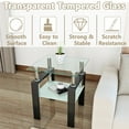 thumbnail image 3 of 2-Tier Tempered Glass End Table Set of 2, Modern Sofa Side Table with Open Storage Shelf, Steel Pipe and Metal Legs, Square Tea Table, Glass Nightstand for Living Room Bedroom Office, Black, 3 of 9