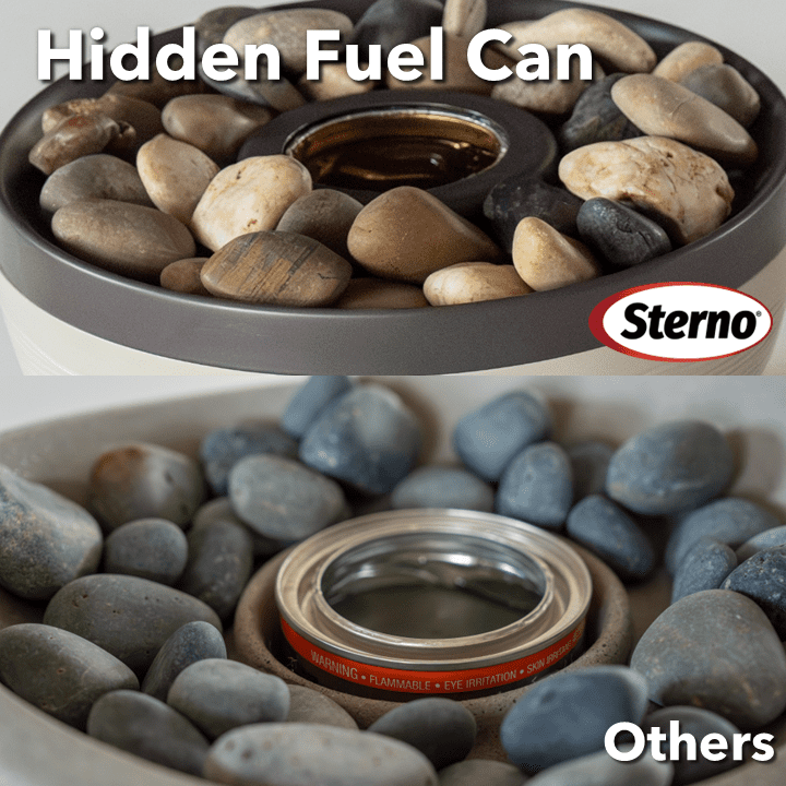 Sterno Tabletop Fire Pit Medium Smokeless Mini Fireplace for Indoor Outdoor Patio & Balcony Decor, Portable Fire Pit 9.5" x 5.25" - Cocoa & Sand