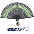 thumbnail image 4 of Women's Bamboo Folding Fan Peacock Feather Hand Fan, 4 of 4