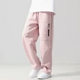 thumbnail image 3 of Babcutegg Kid Girls Cargo Pants Soild Color Side Pockets Elastic Waist Casual Fashion Straight Leg Spring and Fall Clothes for Girls Pink Size 10-11, 3 of 10