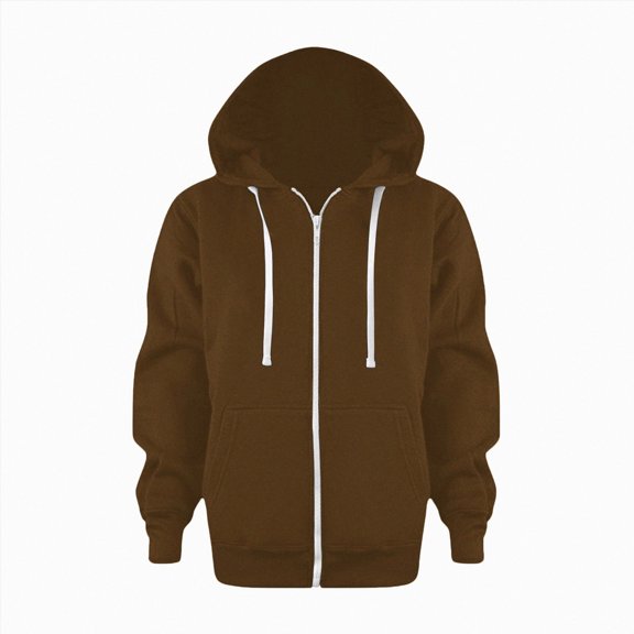 Aayomet Girls Zip Up Hoodie Fashion Oversized Casual Cute Comfy Long Sleeve Sweatshirt Jacket with Pockets 4-15 Years Brown for Size 6-7 Years