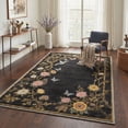 thumbnail image 5 of DEORAB 2x3 Area Rugs Floral Low Pile Lightweight Machine Washable Non Slip Doormat for Entryway, Front Door, Bathroom, Kitchen, Black, 5 of 6