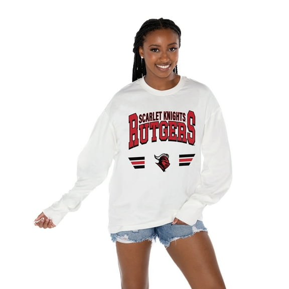 Women's Gameday Couture White Rutgers Scarlet Knights Oversized Swift Strike Long Sleeve T-Shirt