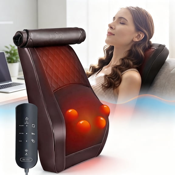COSYSKY Neck & Back Massager with Heat, 3D Deep-Kneading Shiatsu Pillow, Brown — Gift for Mom & Dad