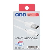 onn 3ft USB-C to USB-A Charging Cable USB-IF Certified White Compatible with iPhone 17 Samsung Galaxy Pixel