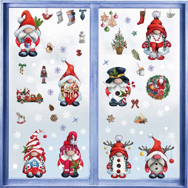 Becaristey Festive Reusable Christmas Window Clings Made With PVC For Easy Festival Decoration Multifunctional type 1 1Set