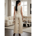 thumbnail image 3 of Conjunto 2 Piezas Elegante, Top Ajustado con Botones y Pantalón Palazzo con Rayas, Look Chic y Estilizado para Mujer, 3 of 5