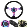 thumbnail image 4 of Steering Wheel Universal Steering Wheel 14in Steering Wheel  Steering Wheel 6- Steering Wheel Racing Steering Wheel Replacement 350mm Dia Universal  6-Hole Black W/Horn Wire, 4 of 8