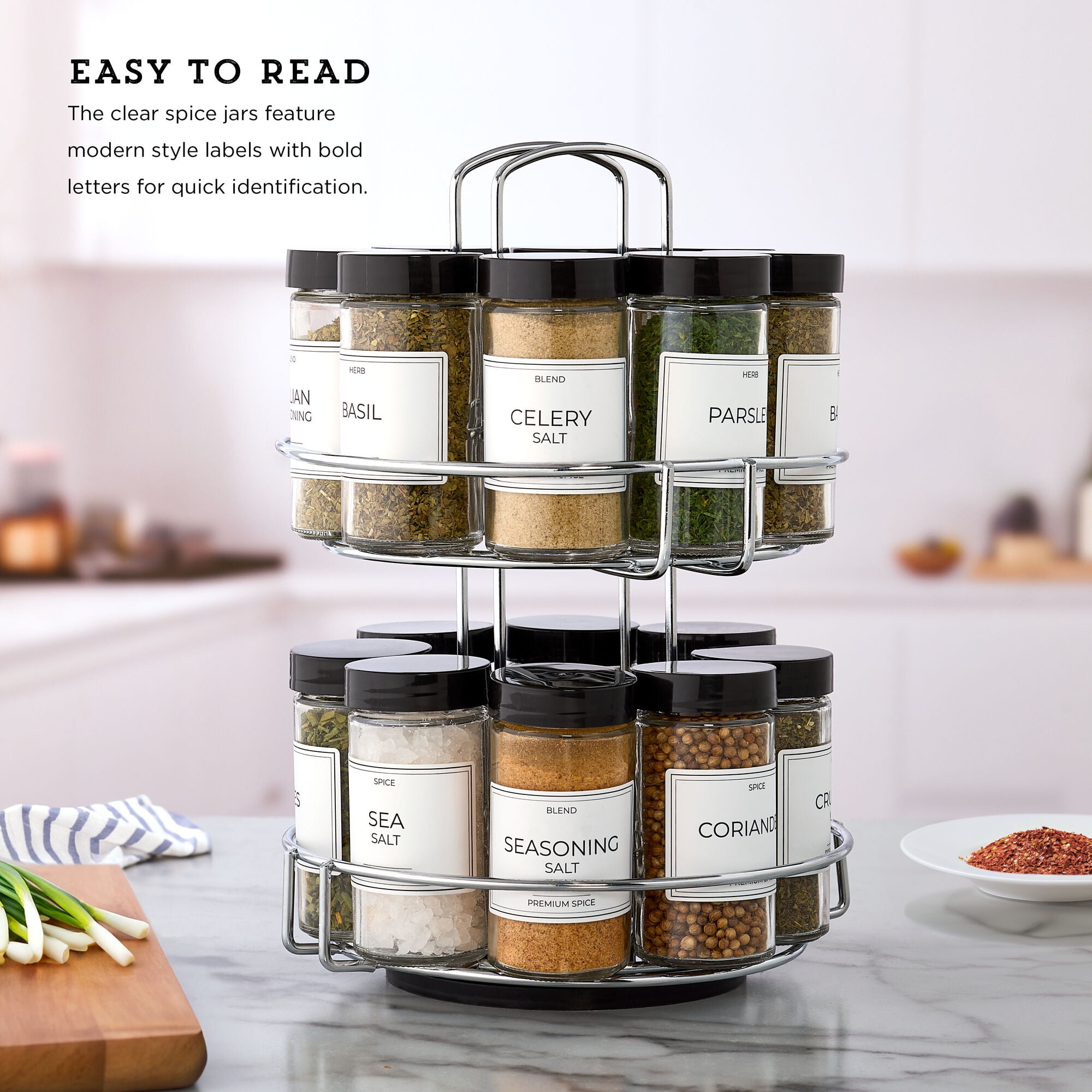 16 Jar Chrome Spice Rack with Revolving Wire Stand Australia Ubuy