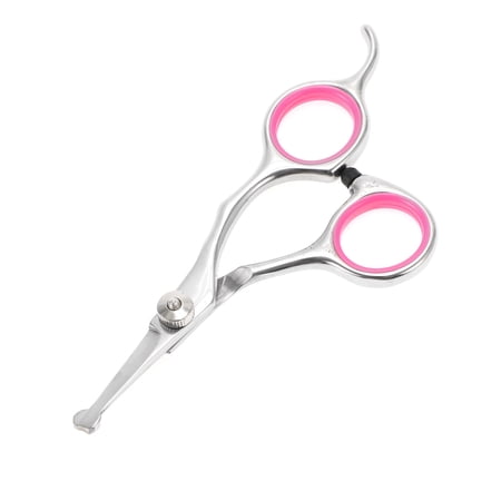 Unique Bargains 1 Pc Round Head Dog Grooming Scissors for Pets Shop 4 Inches Silver Tone Pink Stainless Steel