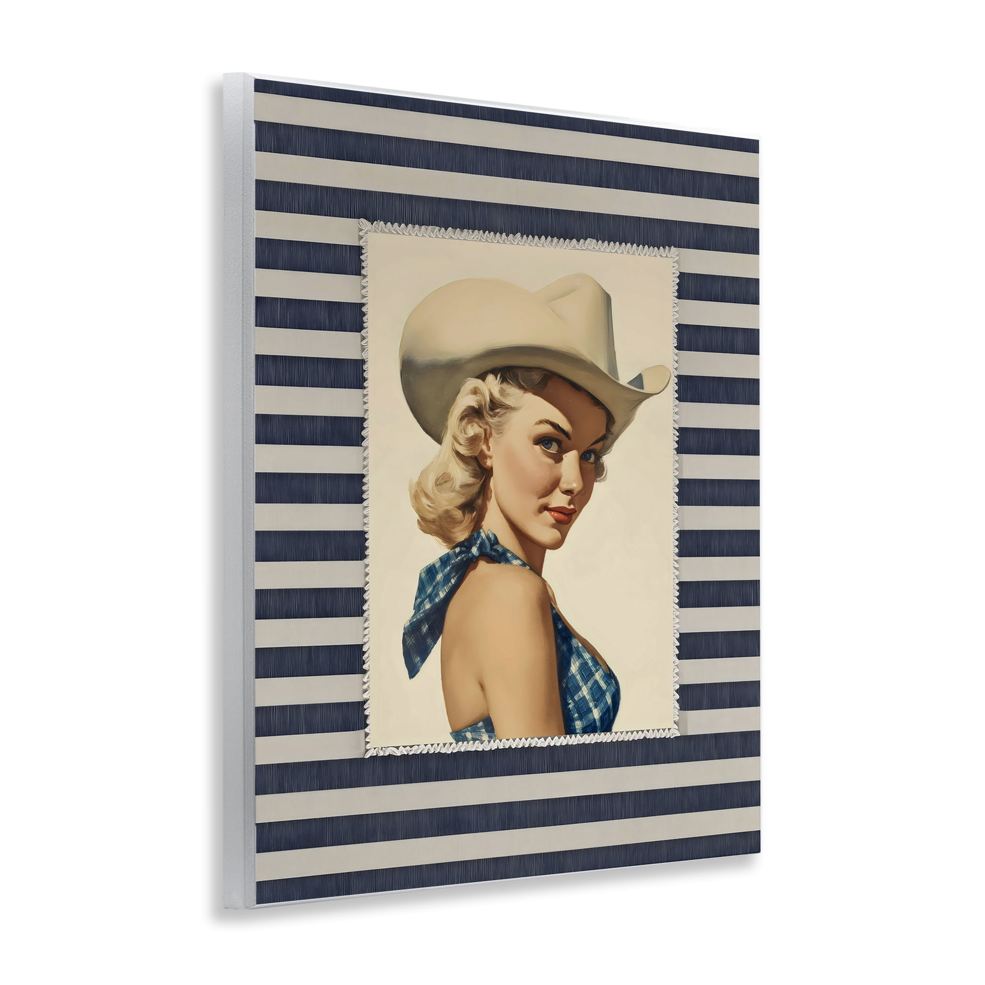 Stupell Industries Retro Cowgirl Stripes Wall Plaque Art, design by Arlington Prints