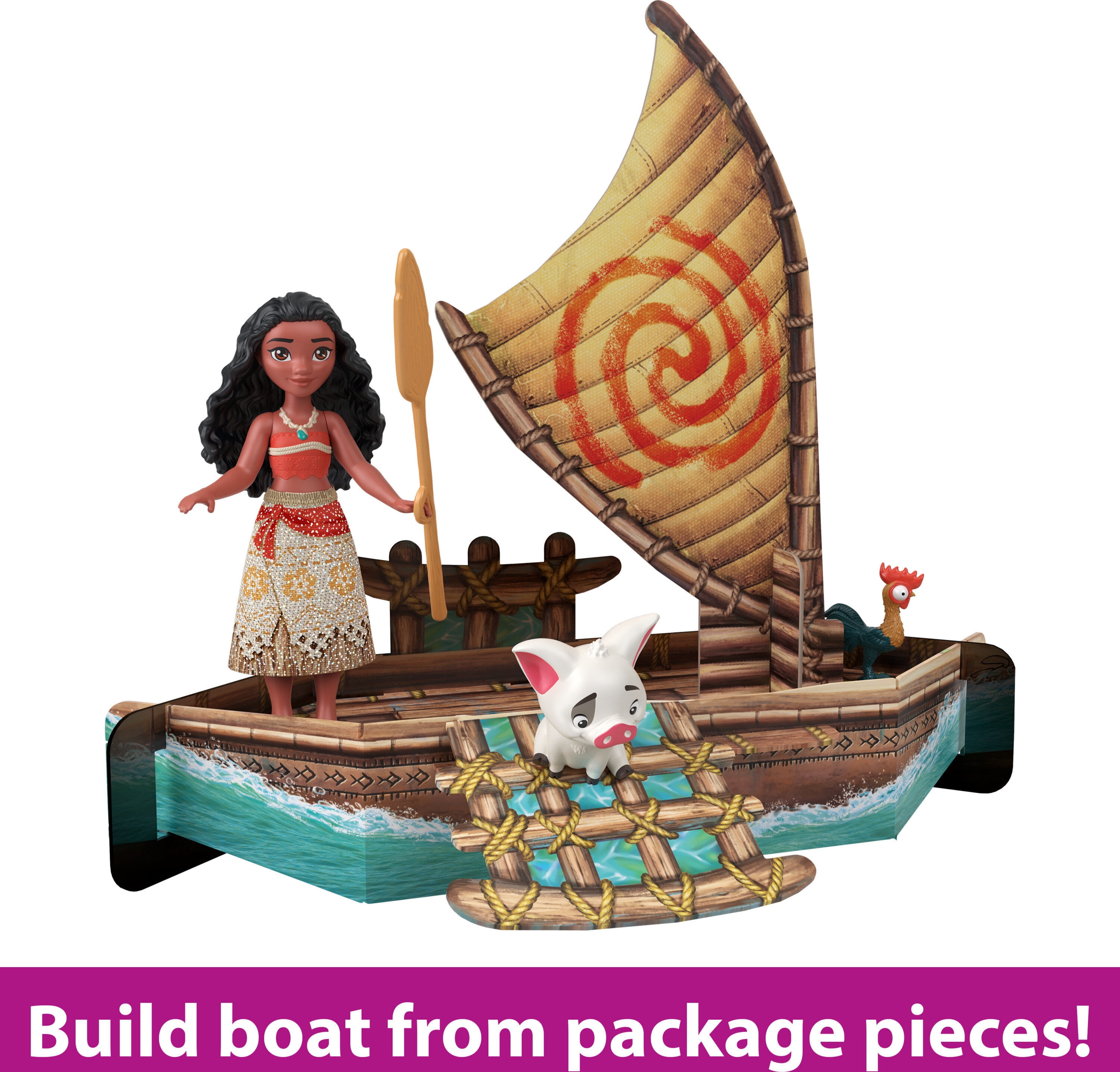 Disney Princess Moana Story Pack with 1 Moana Small Doll, 5 Character Figures and 1 Accessory