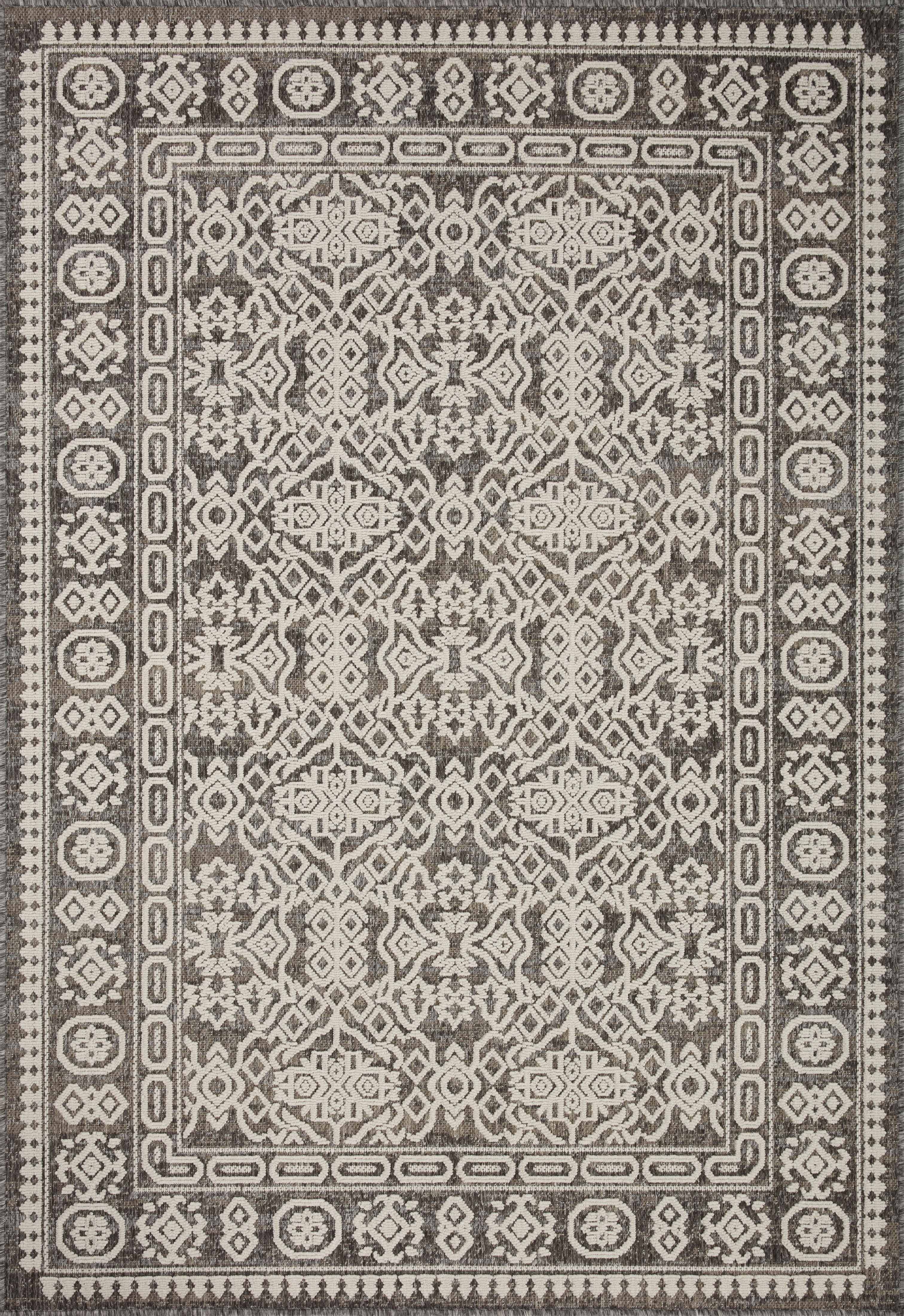 Indoor Outdoor Loloi Rainier Pebble / Ivory 2'-3" x 7'-7" Runner Rug