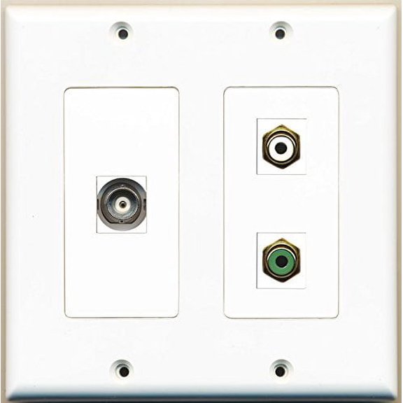 RiteAV - 1 Port RCA White 1 Port RCA Green 1 Port BNC - 2 Gang Wall Plate