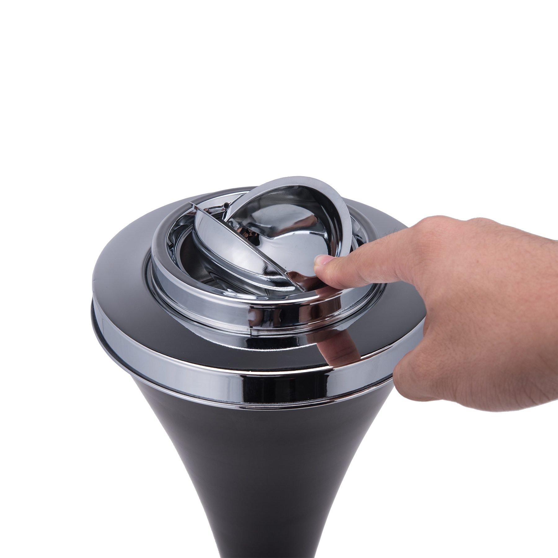 Floor Standing Ashtray with Lid 24 In. Height, Black Retro, Self