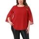 thumbnail image 1 of Blusas de verano casuales de gasa para mujer de tallas grandes Agnes Orinda, con cuello redondo y mangas 3/4, color rojo, talla 4X, 1 of 6