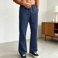 thumbnail image 5 of LEKWK Men's Athletic Track Pants Casual Loose Fit Sweatpants Front Seam Detail Trousers Elastic Waist with Drawstring Workout Gym Running Comfort Activewear Navy L, 5 of 7