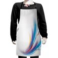 thumbnail image 1 of Abstract Kids Apron, Modern Rainbow Inspired Wavy Pattern with Blank Background Image, Boys Girls Apron Bib with Adjustable Ties for Cooking Baking Painting, Orange Purple, by Ambesonne, 1 of 2