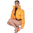 thumbnail image 5 of Autumn and Winter Leather Cotton Coat Solid Color Mirror Zipper Coat Large Size Multi Color, 5 of 5