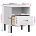 thumbnail image 4 of vidaXL Bedside Cabinet with Metal Legs White Solid Wood Pine OSLO, 4 of 5