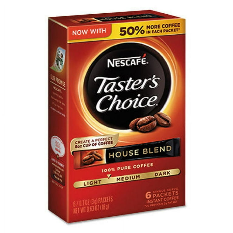 Taster's Choice House Blend Instant Coffee, 0.1oz Stick, 6/Box, 12Box/Carton Taster's Choice House Blend Instant Coffee, 0.1oz Stick, 6/Box, 12Box/Carton