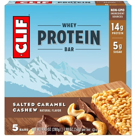 CLIF Whey Protein Salted Caramel Cashew Bar 5 ct Box Walmart