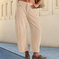 thumbnail image 4 of Trendy Women's Corduroy Jeans Cropped Wide Leg Mid-Rise Elastic Waist Fall Pants, 4 of 9