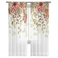 Eucalyptus Deciduous Dahlia Rose Tulle Sheer Curtain for Bedroom