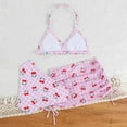 thumbnail image 7 of zaveiop Girl's Piece Swimwear Set Halter Cute Print Bikini Bathing Swim Suits with Beach Skirt Coverup (Pink, 9-10 Years), 7 of 7