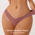 thumbnail image 5 of Conjunto de 3 piezas Braguitas de seda helada de algodón sin dejar marcas para mujer Braguitas de mujer con borde en forma de V, 5 of 5