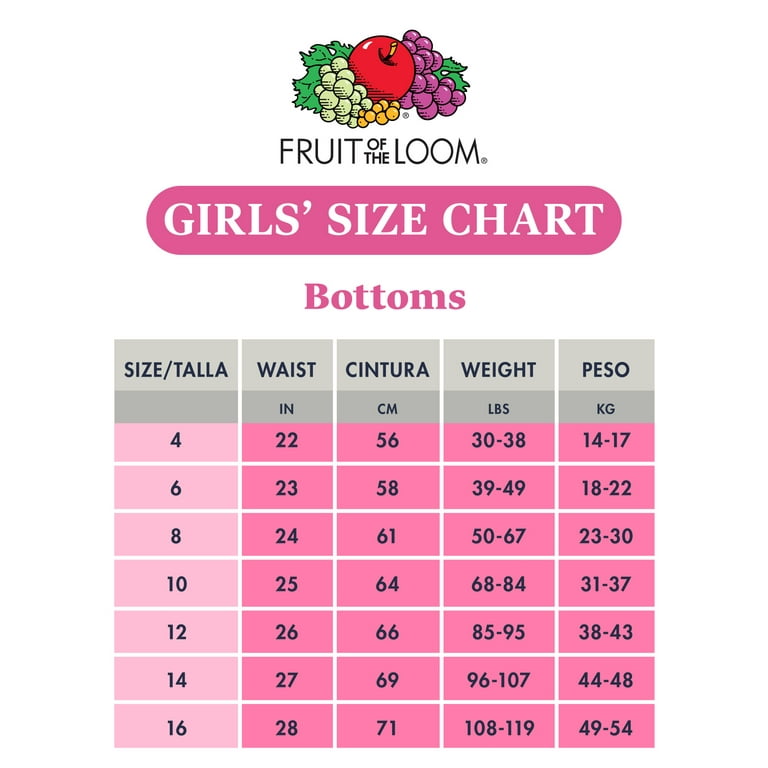Fruit of the Loom Girls' Cotton Brief Underwear, 14+4 Bonus Pack