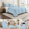 thumbnail image 6 of 3 Pieces Queen Quilt Set,Light Blue and White Striped Soft Bedding Sets with 1 Quilt & 2 Pillow Shams,Classic Vertical Thin Stripe Summer Bedspread Lightweight Coverlet Comforter for All Season, 6 of 9