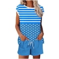 thumbnail image 1 of Conjunto de Pantalones de Cuello Redondo Y Cordón de Manga Corta Impresa para Mujeres Conjunto de Poliéster, Desgaste Casual sin Posicionamiento para Mujeres, 1 of 5