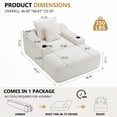 thumbnail image 3 of Trustyue 67" Oversized Chaise Lounge Sofa Bed, Corduroy Boneless Sleeper Sofa with 2 Pillows & 2 Cup Holders, Plush Cloud Couch for Living Room, No Assembly Required (White), 3 of 11