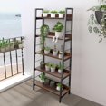 thumbnail image 2 of Industrial Bookshelf 5-Tier, Home Office Bookcase Ladder Shelf, Freestanding Storage Shelves Rack Shelf Unit,Ladder Bookcases with Metal Frame for Bedroom, Living Room, Kitchen, 2 of 7