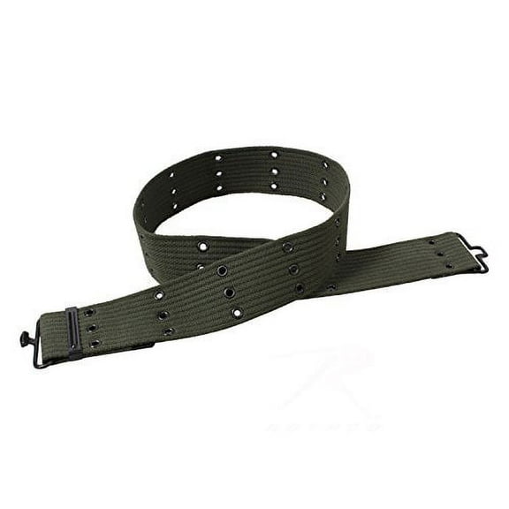 Olive Drab - Army Style Pistol Belt with Metal Buckle 42 in. - Cotton Canvas