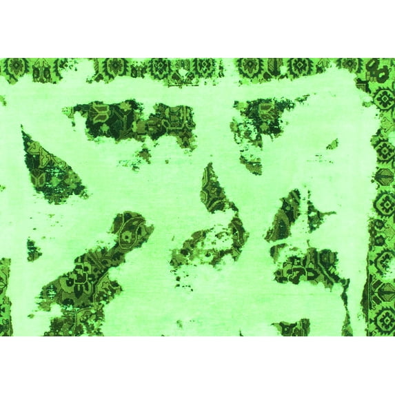 Ahgly Company Indoor Rectangle Abstract Green Modern Area Rugs, 7' x 9'
