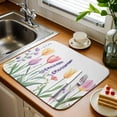 thumbnail image 3 of Dish Drying Mat for Kitchen Countertop, Wildflower Absorbent Microfiber Dish Mat Reversible Quick Dry Non Slip Draining Mat Kitchen Drying Pad for Dishes, Utensils 18x24 Inch Colorful Floral Leaves, 3 of 9