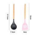 thumbnail image 2 of Utensilios de cocina del silicón, sistema del utensilio de cocina de 2 piezas, utensilios de cocina de madera fáciles de limpiar, 2 of 5