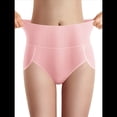 thumbnail image 1 of Ropa Interior Triangular Transpirable de Color Sólido para Mujer, Cintura Alta, Control de Abdomen y Levantamiento de Cadera. Rosa M, 1 of 9