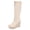 White, variant on Platform Knee High Boots for Women Square Toe Wedge Heels Suede Side Zipper Long Walking Standing Fall Winter Tall Dress Boots White Size 6.5