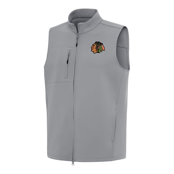 Men's Antigua Gray Chicago Blackhawks Demand Full-Zip Vest