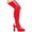 Red, variant on THRILL, 5 Chunky Heel Thigh High Stretch Boots.