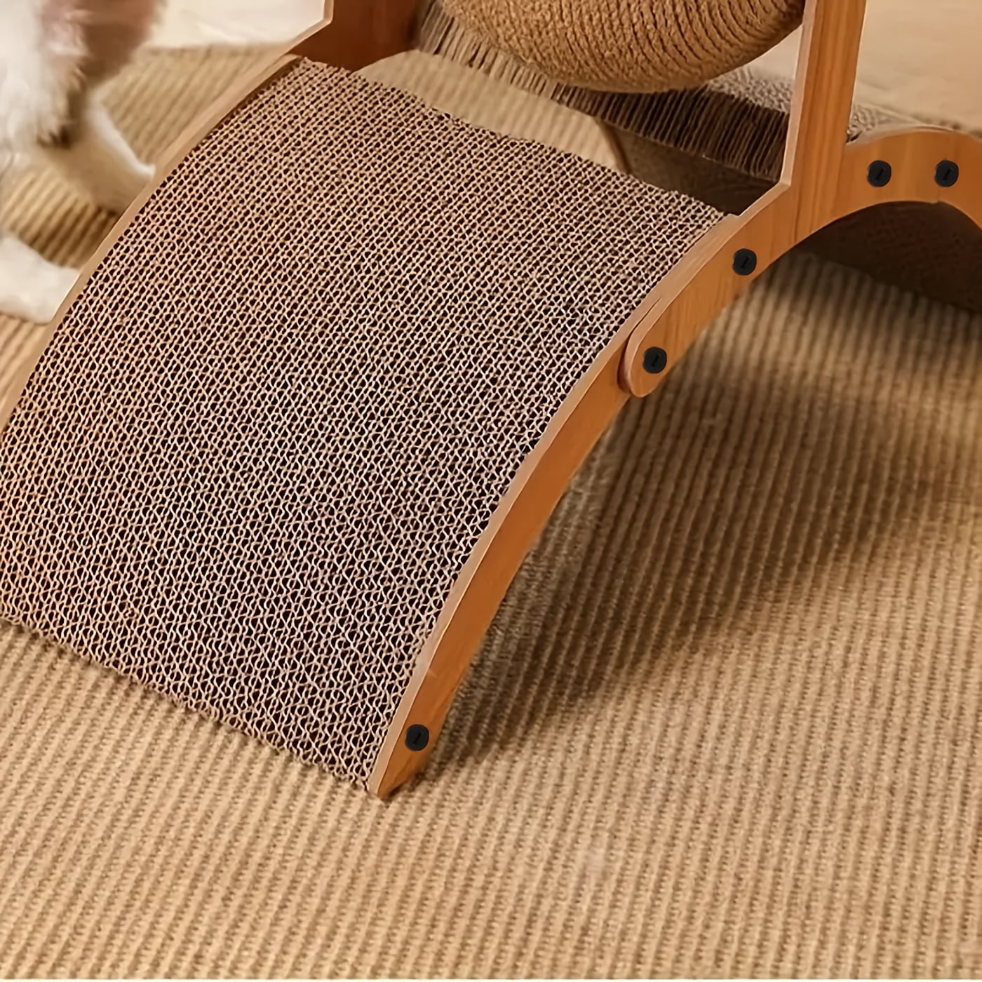 Cat Scratch Pads for Indoor Cats, Cat Cardboard Scratcher, Arched Wood Frame, Corrugated Material, Dual Scratch Surfaces, Cat Scratching Board, Small Size, Cat Stuff for Indoor