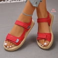 thumbnail image 4 of Miluxas Leather Platform Sandals Women Solid Color Round Toe Sandals Women Personalized Stylish Footwear Red 6.5(38), 4 of 8