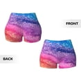 thumbnail image 6 of Yiaed Rainbow Glitter Cute Print Women's Athletic Shorts Running Shorts Sporty Short High Waisted Elastic Workout Shorts for Yoga Gym Running & Sports -Medium, 6 of 8