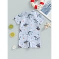 thumbnail image 3 of EYIIYE Baby Boy's Rash Guard Swimwear 0-3Y Toddler One-piece Swimsuit Short Sleeve Jumpsuit Dinosaur Round Neck Rompers Half Zip Up Bathing Suit Infant Cute Casual Summer Beachwear, 3 of 7