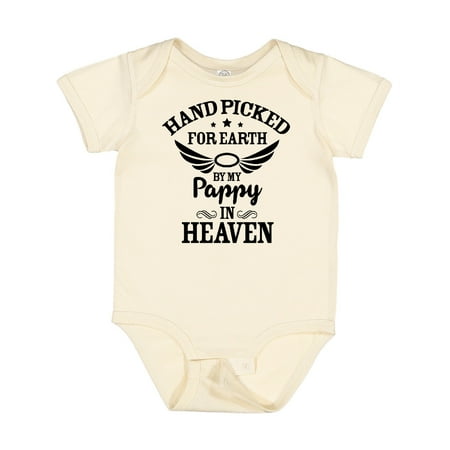 

Inktastic Handpicked for Earth by My Pappy in Heaven with Angel Wings Boys or Girls Baby Bodysuit